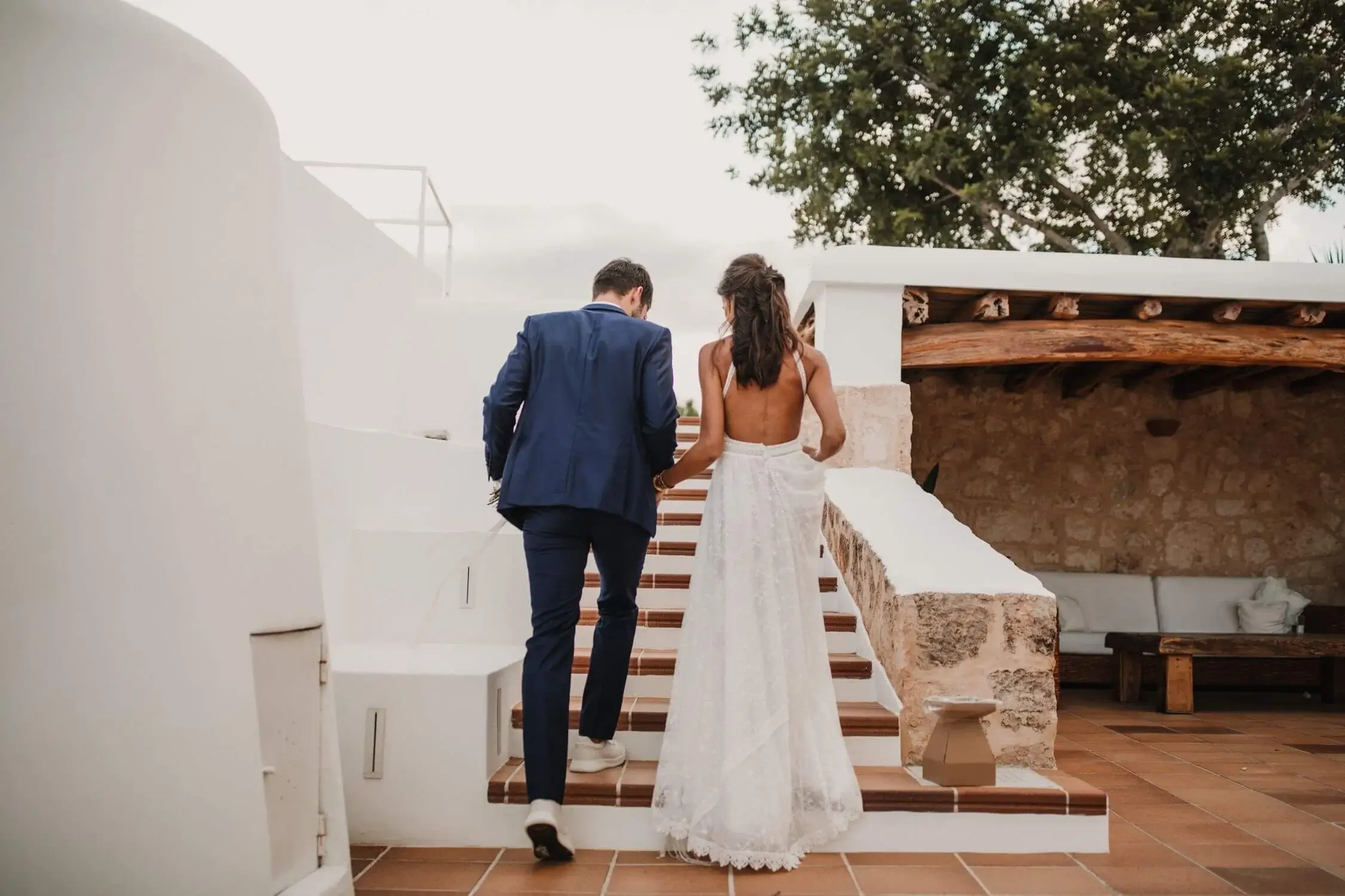 Couple at Mediterranean villa