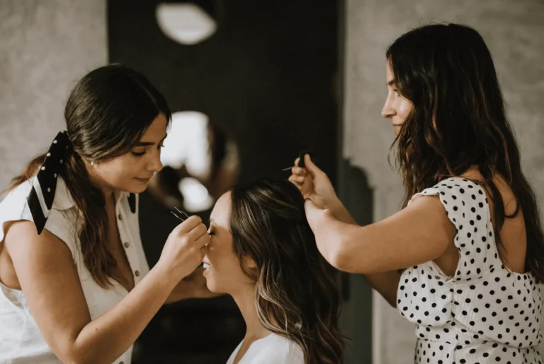 Hair and makeup artists at work
